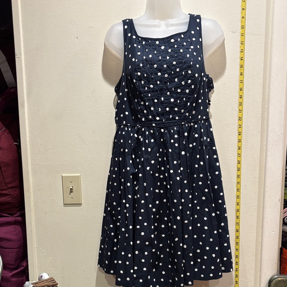 Moulinette Soeurs Navy and White Polka Dot Dress